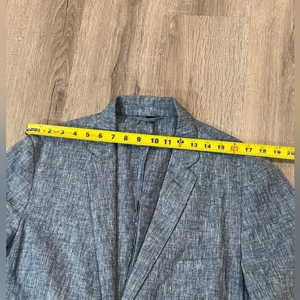 J. Crew Size L Linen Cotton Blend Blue Crosshatch Mainline 2 Button Sport Coat